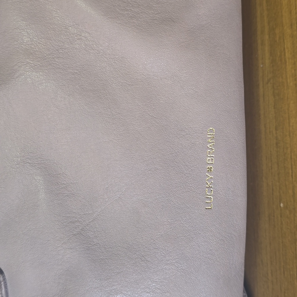 Lucky Brand Taupe Tan Gray Leather Bag Satchel Crossbody Purse Handbag - Picture 9 of 12